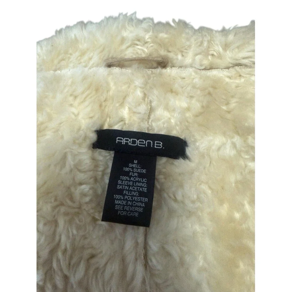 Arden B. Genuine Suede Faux Shearling Cropped Toggle Jacket Size M Y2K